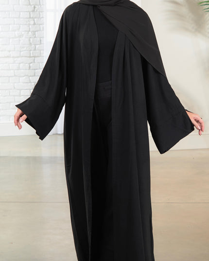 Open Abaya With Matching Hijab - Black