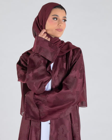 Maroon Jacquard Abaya