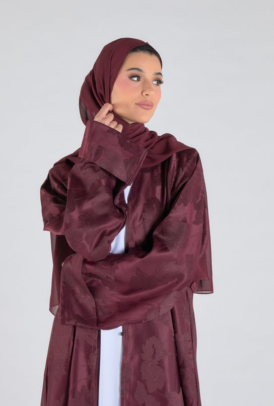 Maroon Jacquard Abaya