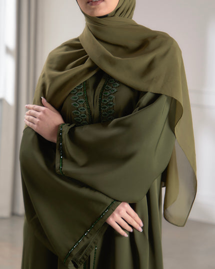 khaki two piece abaya