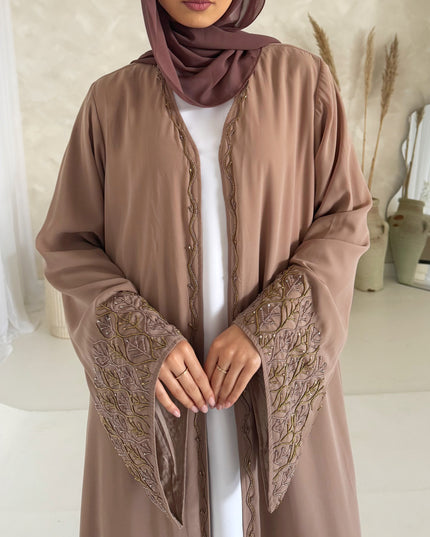 Edith Embellished Abaya - Mocha