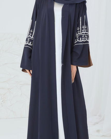 navy embellished abaya