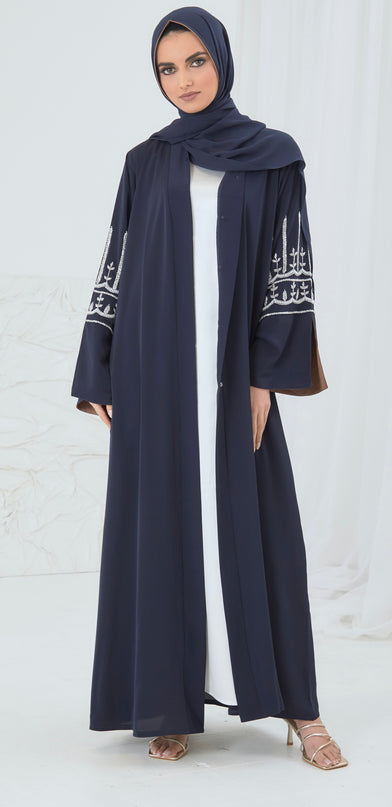 navy embellished abaya