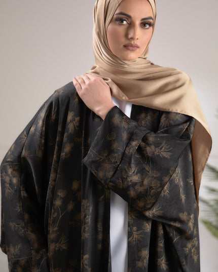 batwing gold flower abaya
