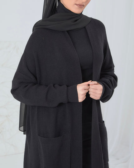 MAXI MODEST BLACK CARDIGAN