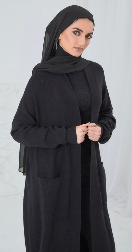 MAXI MODEST BLACK CARDIGAN