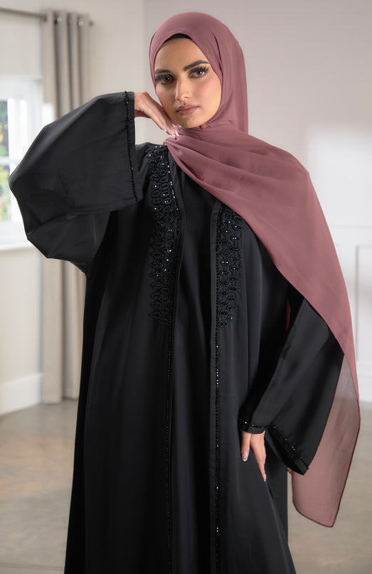 black two piece abaya