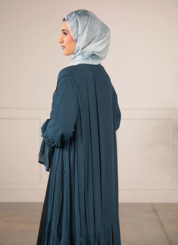 Tie Bell Sleeve Abaya -Teal