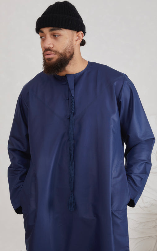 Men's Omani Thobe - Navy Blue