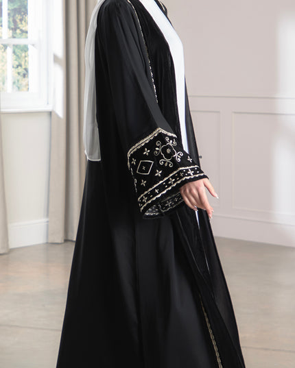 black velvet embroidered abaya