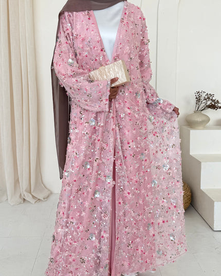 Avery Embellished Abaya - Pink