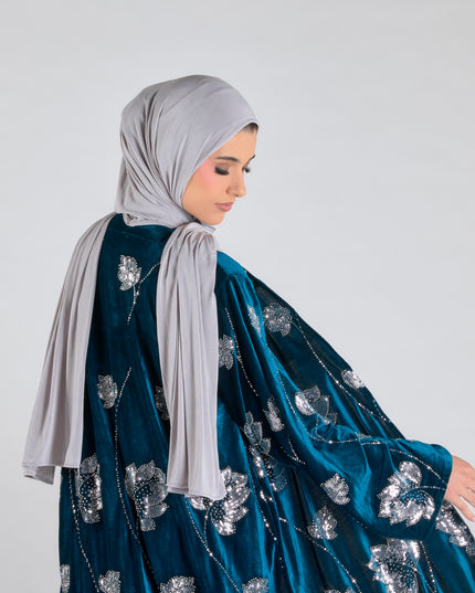 Teal Velvet Luxe Abaya - Limited Edition