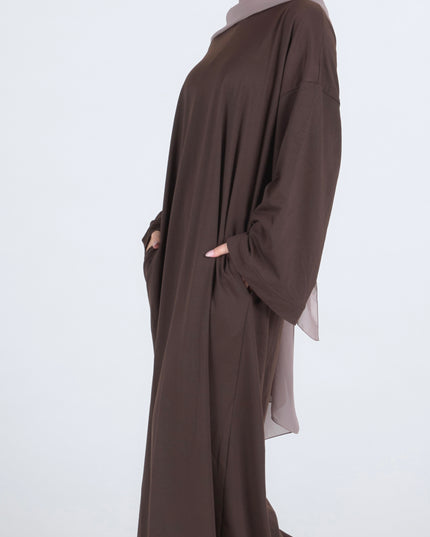 Closed Jersey Abaya - Coffee