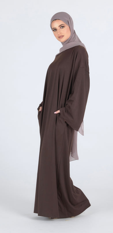 Closed Jersey Abaya - Coffee