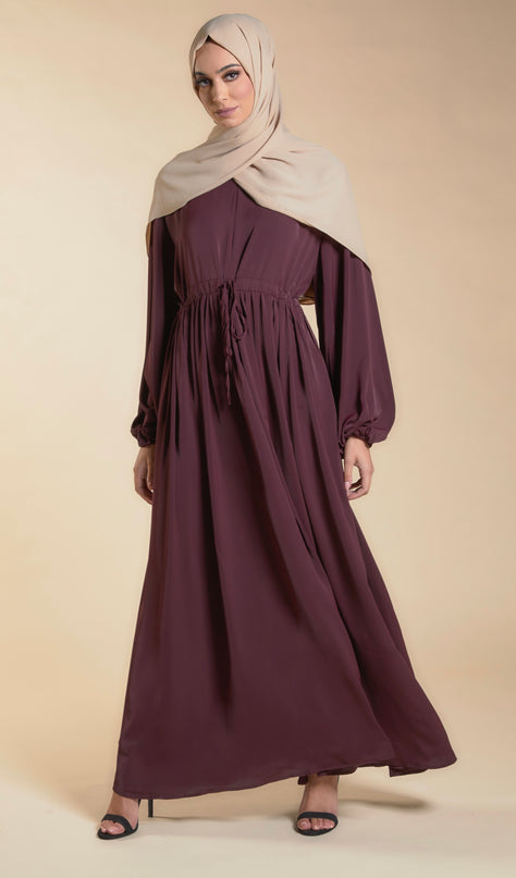 Yara Closed Abaya - Dark Maroon