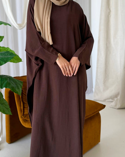 Basic Batwing Abaya - Walnut