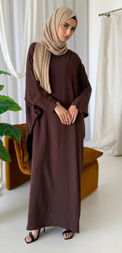 Basic Batwing Abaya - Walnut