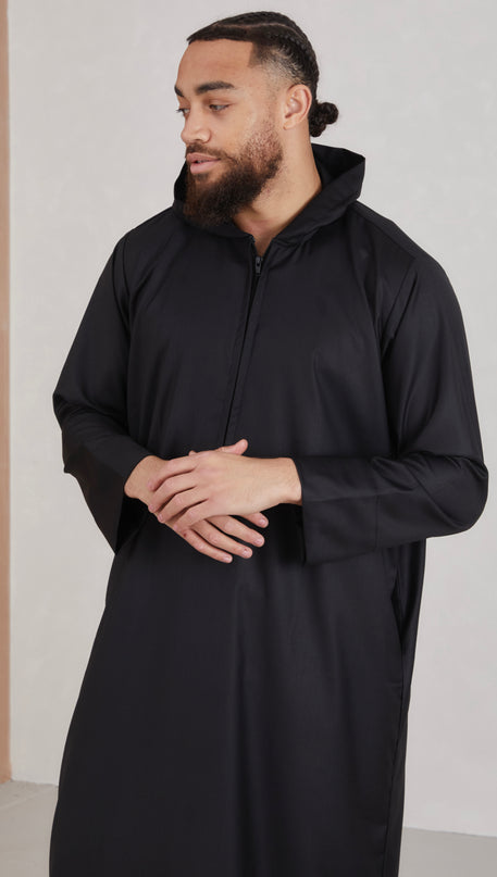 Men's Hooded Thobe - Black