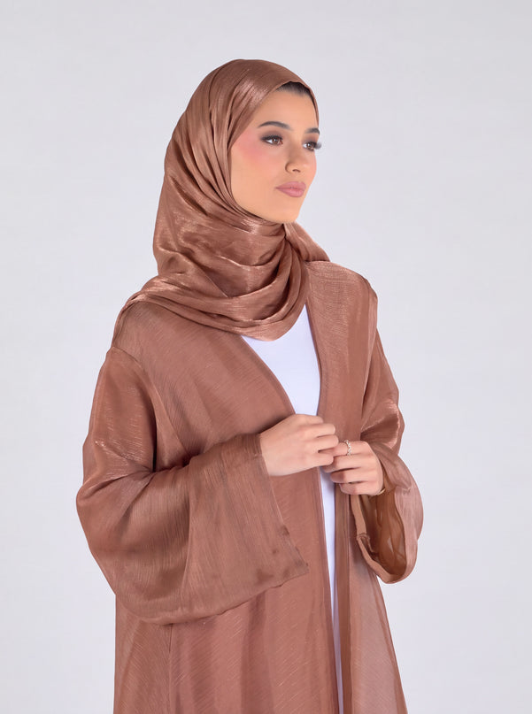 Organza Luxe Abaya - Tawny