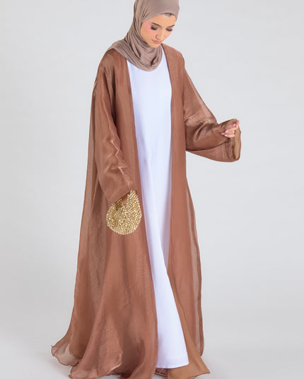 Organza Luxe Abaya - Tawny