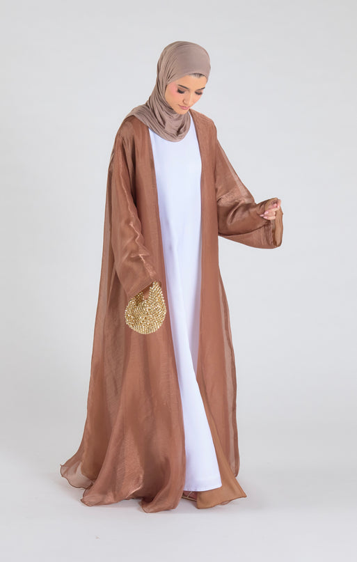 Organza Luxe Abaya - Tawny