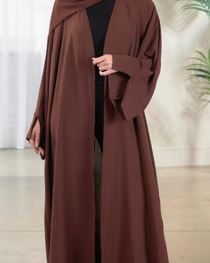 Open Abaya With Matching Hijab - Walnut