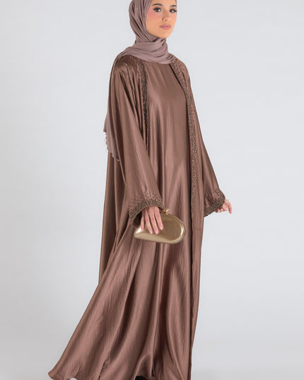Mink Beaded Abaya Set