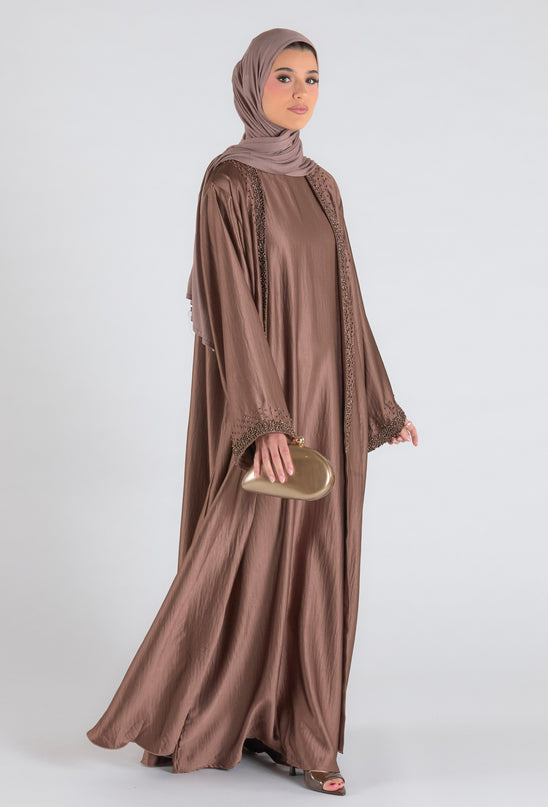 Mink Beaded Abaya Set