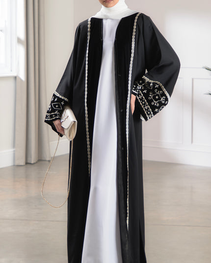 black velvet embroidered abaya
