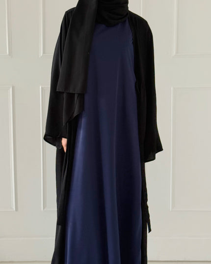 navy sleeveless slip dress