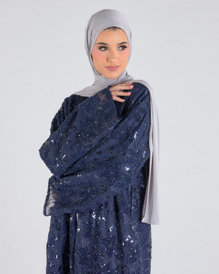 Navy Net Embellished Abaya - Limited Edition