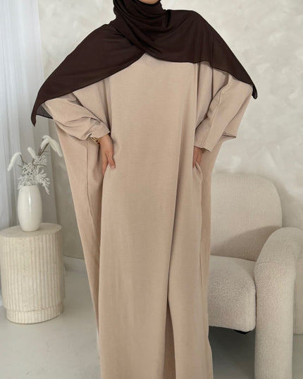 Basic Batwing Abaya - Nude
