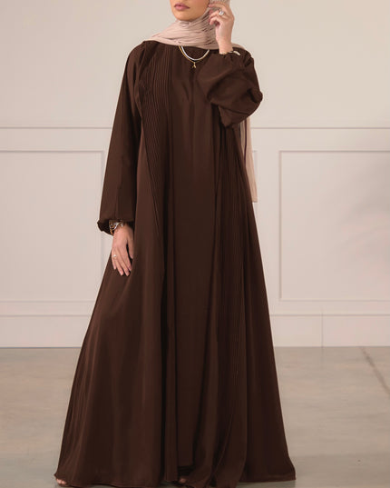 Pleat Abaya Set - Walnut