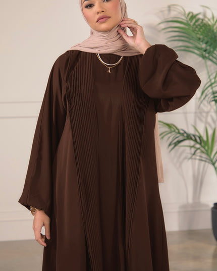 Pleat Abaya Set - Walnut