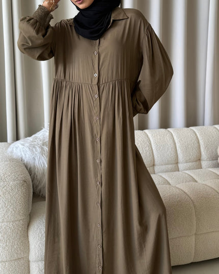 Long Shirt Dress - Khaki
