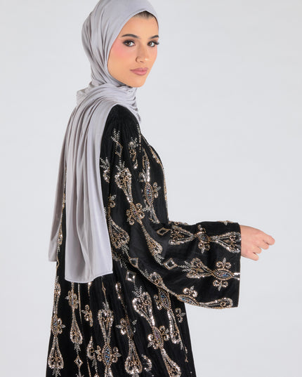 Luxe Noir Velvet Abaya - Limited Edition
