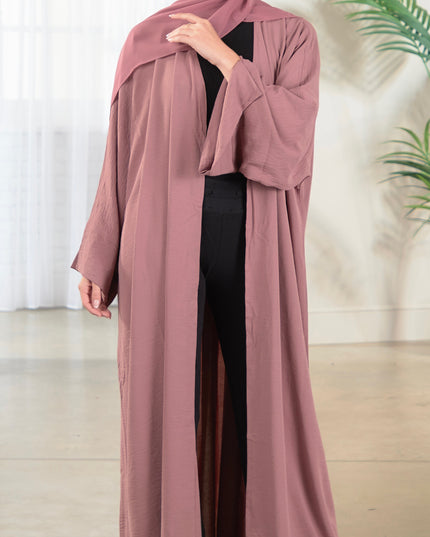 Open Abaya With Matching Hijab - Coral