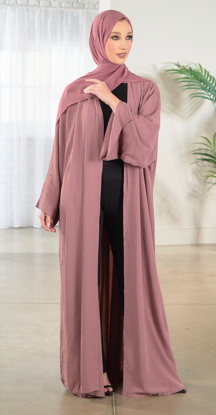 Open Abaya With Matching Hijab - Coral