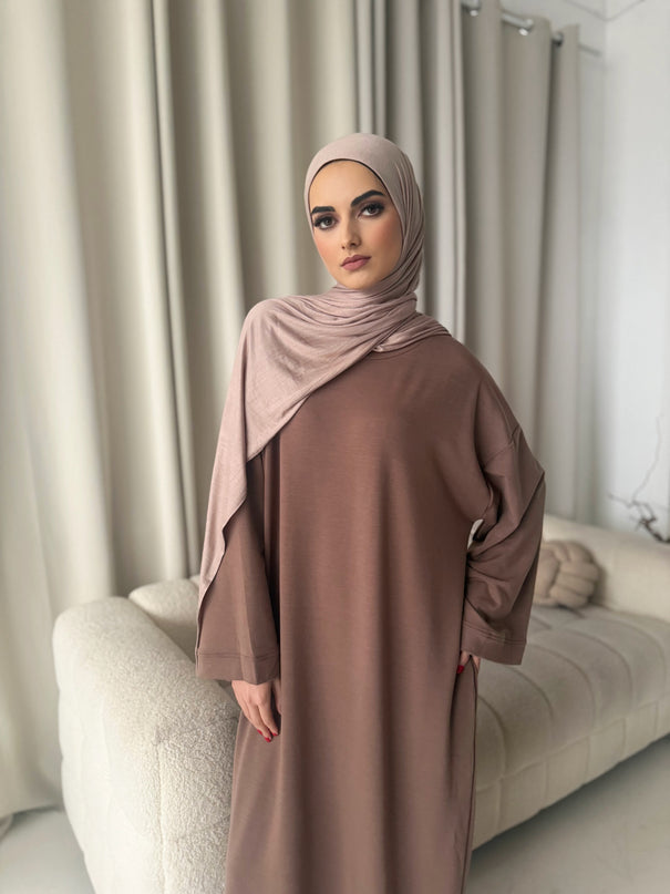 Closed Jersey Abaya - Mocha