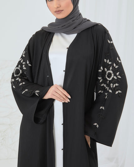 BLACK SILVER EMBELLISHED ABAYA