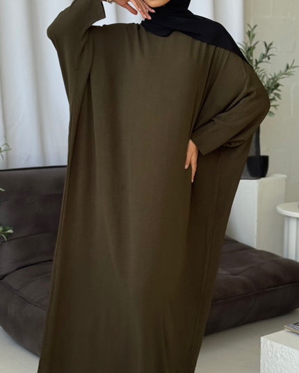 Basic Batwing Abaya - Khaki