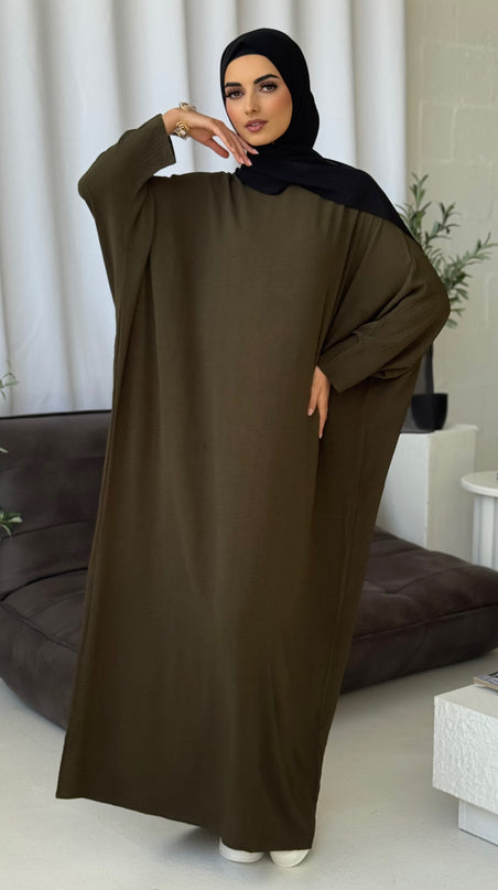 Basic Batwing Abaya - Khaki