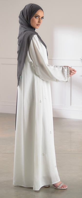 white pearl abaya