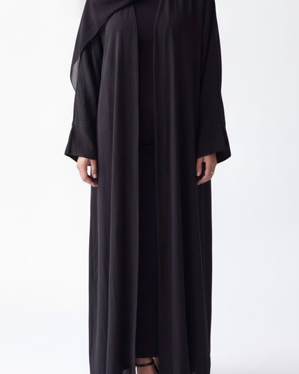Open Abaya With Matching Hijab - Black