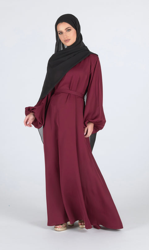 Maroon Flare Closed Abaya