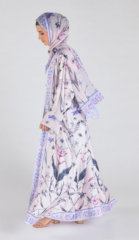 Azure Bloom Abaya - Off White