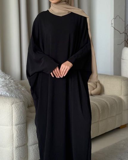 Basic Batwing Abaya - Black