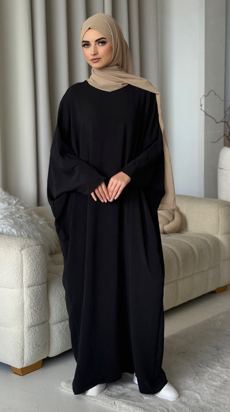 Basic Batwing Abaya - Black