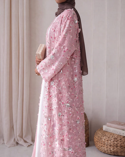 Avery Embellished Abaya - Pink