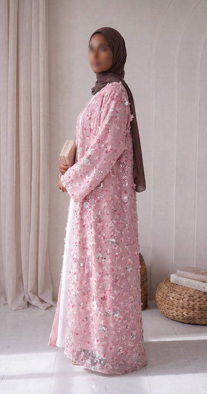 Avery Embellished Abaya - Pink